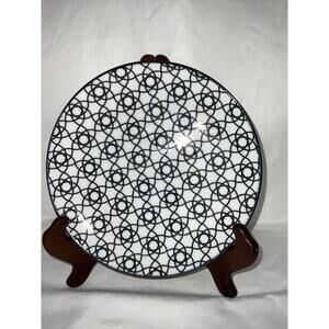 Tokyo Design Studio Japan Black White Star Flower Pattern Salad/Dessert Plate